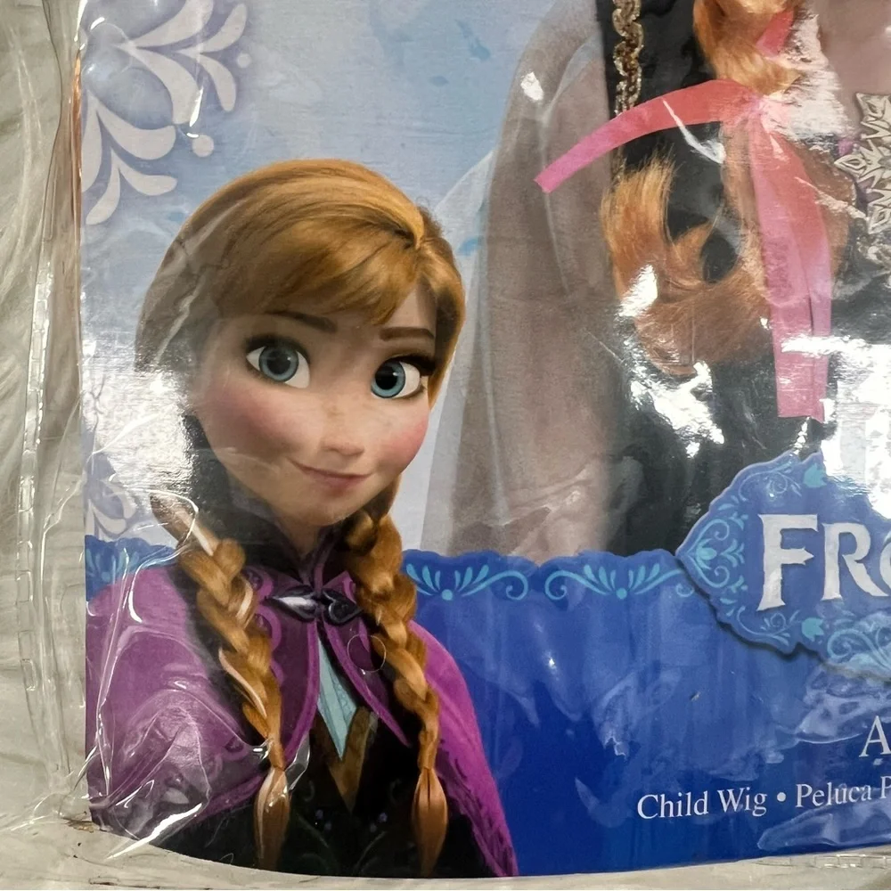 Disney Frozen Anna Child Wig with Pink Ribbons NEW Halloween costume dress up